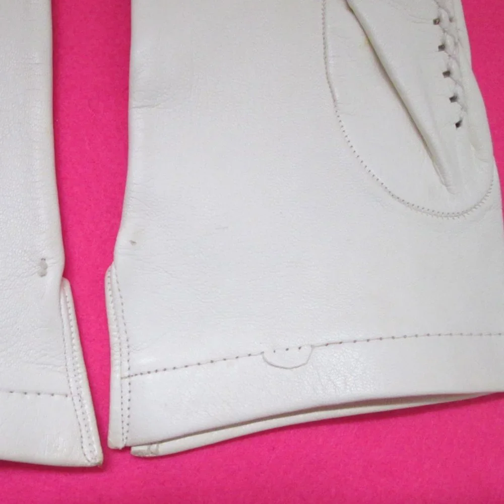 1950s vintage white leather corset gloves size 7.5